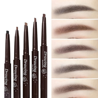 Waterproof 5 Colors Natural Makeup Double Heads Automatic Eyebrow Pencil Waterproof Long-lasting Easy Ware Eyebrow Pen With Eyebrow Brush