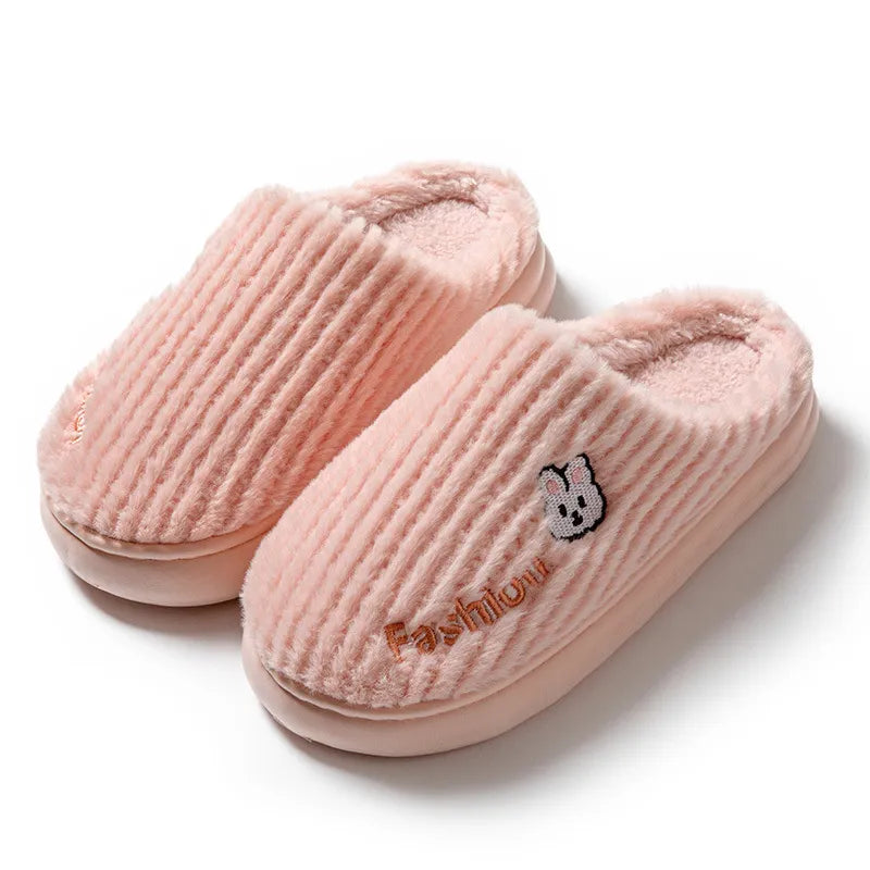 GAI Free shipping plush slippers women Winter white brown black warm soft-soled couple slippers