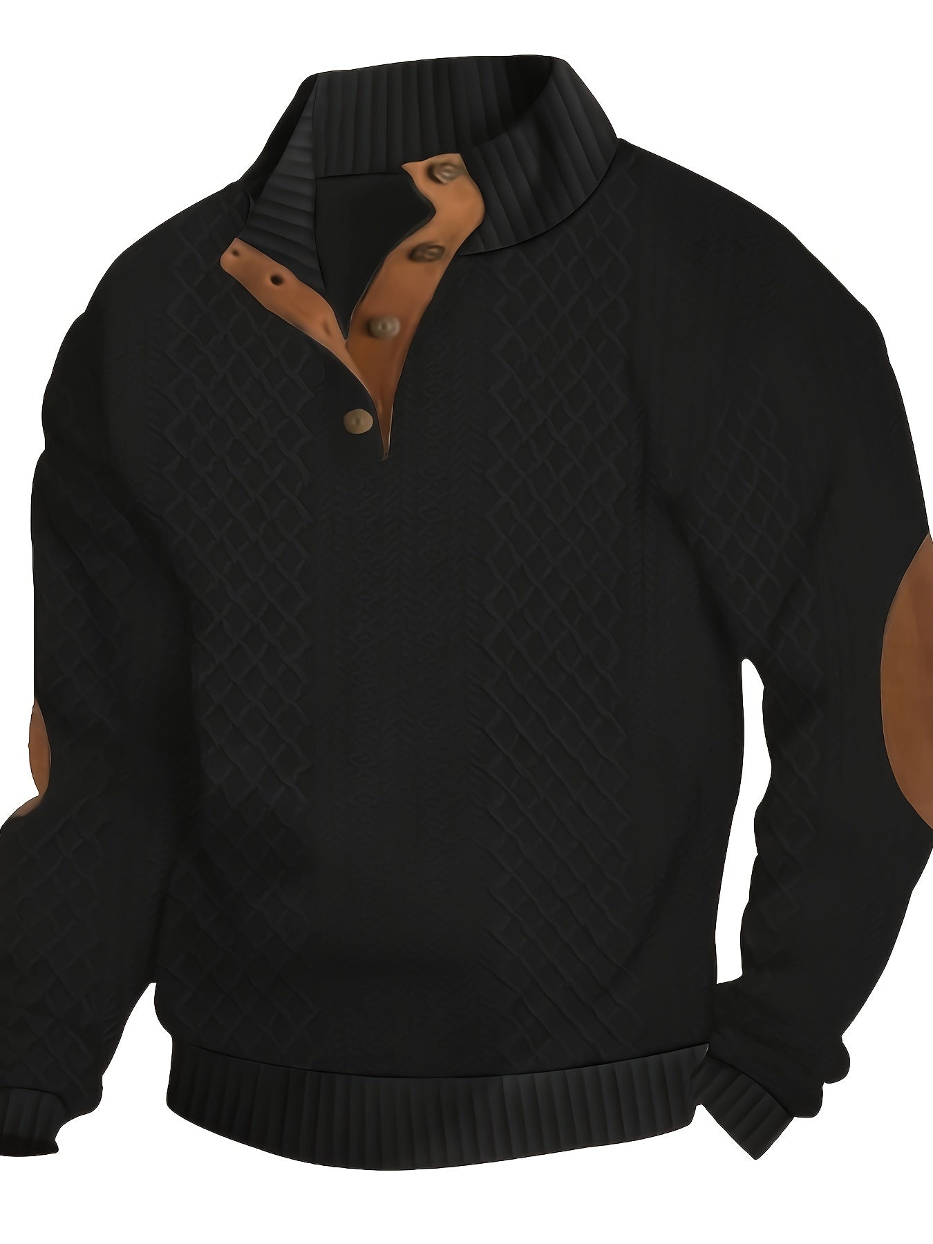 Mens Vintage-Inspired V-Neck Sweatshirt - Comfort Fit, Stand Collar, Durable for Fall/Winter