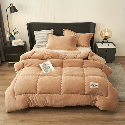 1pc Autumn And Winter Thickened Comforter, Warm Milk Fleece Quilted Duvet Core