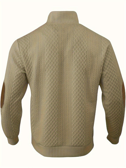 Mens Vintage-Inspired V-Neck Sweatshirt - Comfort Fit, Stand Collar, Durable for Fall/Winter