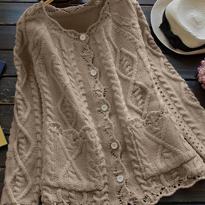 Plus Size Cozy Textured Knit Cardigan Sweater - Soft, Casual, Long Sleeve, Open Front, Relaxed Fit, Womens Curve-Hugging Clothing for Everyday Wear