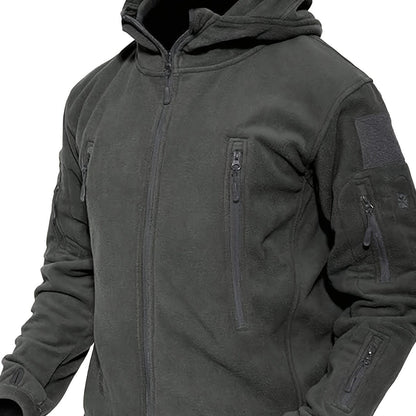 Winter Warrior Hoodie - Windproof, Water-Resistant, 6 Zip-Pocket, Thumbhole, Drawstring Hem, Anti-Static Polyester Jacket for Outdoor Sports, Workout, Casual, and Regular Workwear - Multi-Pocket, Magic Tap Label, Polar Fleece Lined for Ultimate Warmth