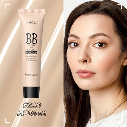 30ml LAIKOU Ultimate Coverage Waterproof BB Cream - Long-Lasting, Oil-Control, Pore-Hiding Foundation Makeup for Flawless, Even-Toned Skin with Natural, Ivory, and Tan Shades