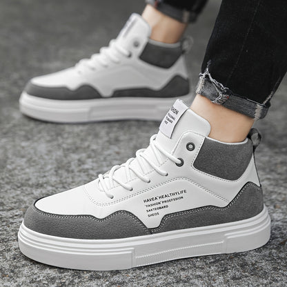 Men's High Top Colour Block Skate Shoes, Comfy Non Slip Lace Up Casual Sneakers For Men's Outdoor Activities