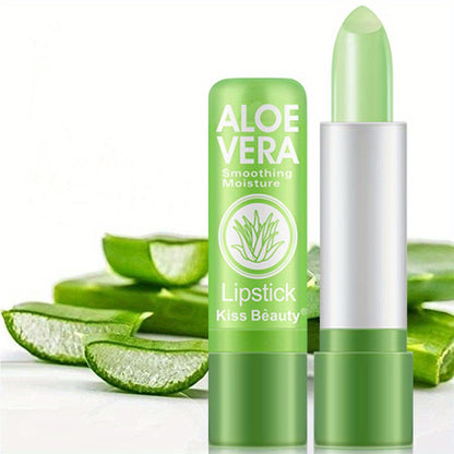 Aloe Vera Color Changing Lipstick, Long Lasting Moisturizing Temperature Color Changing Aloe Vera Lip Gloss Lip Balm, Green Lipstick That Turns Pink Magic Lipstick Makeup Valentine's Day Gifts