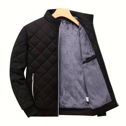 Winter Warmth Masterpiece - Quilted Fleece-Lined Casual Jacket with Zip-Up Closure, Adjustable Hem, and Soft Brushed Lining for Ultimate Cold-Weather Comfort - Fall/Winter Essential Coat for Men