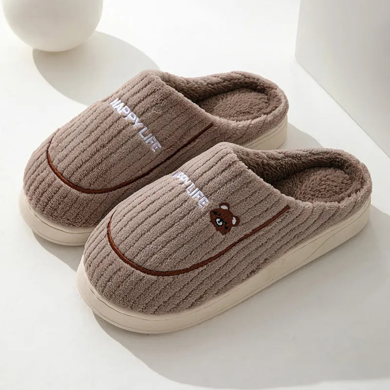 GAI fashion Cotton slippers Bow women Warm winter plush slippers indoor home fashion slippers Eur36-41