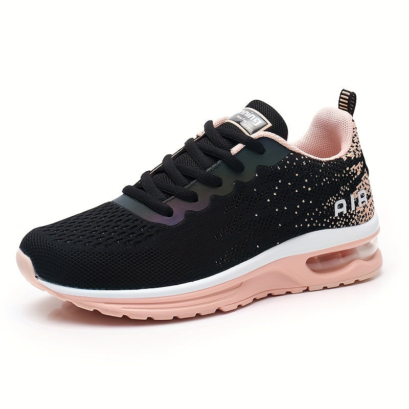 Ultra-Lightweight Womens Sports Sneakers - Breathable, Air Cushion, Low-Top, Fabric Upper, Rubber Sole, Lace-Up Closure, Perfect for Walking, Running, Tennis, and Everyday Wear