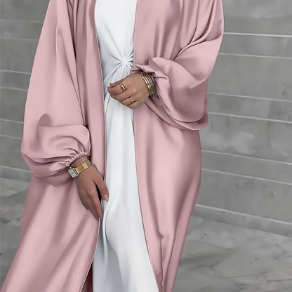 Exquisite Middle Eastern Inspired Long Lantern Sleeve Maxi Cardigan Dress - Elegant Open Front Design, Flowy Fabric, Comfortable Wear - Perfect for Muslim Women, Modest Fashion, Special Occasions