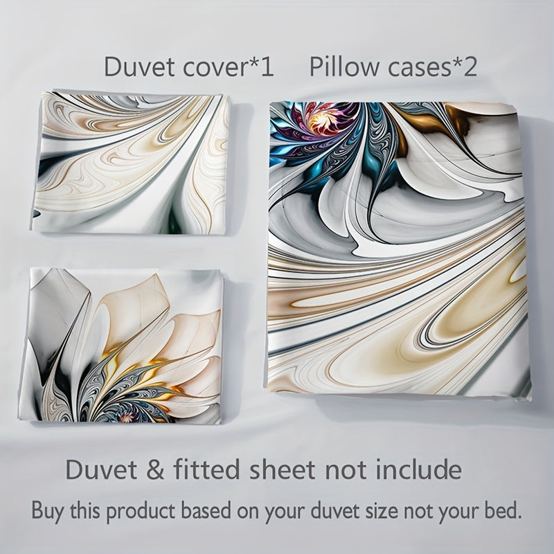 3pcs Duvet Cover Set (1*Duvet Cover + 2*Pillowcase, Without Core), Fashion Luxury Marble Print Bedding Set, Soft Comfortable Duvet Cover, For Bedroom, Guest Room