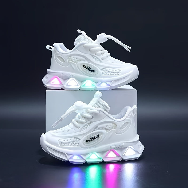 Stylish Boys' LED Sneakers - Breathable, Comfortable, and Durable Shoes with Fabric Insole, EVA Sole, and Low Top PU Upper for Casual and Running - Perfect for Daily Wear, Ages 14 and Under