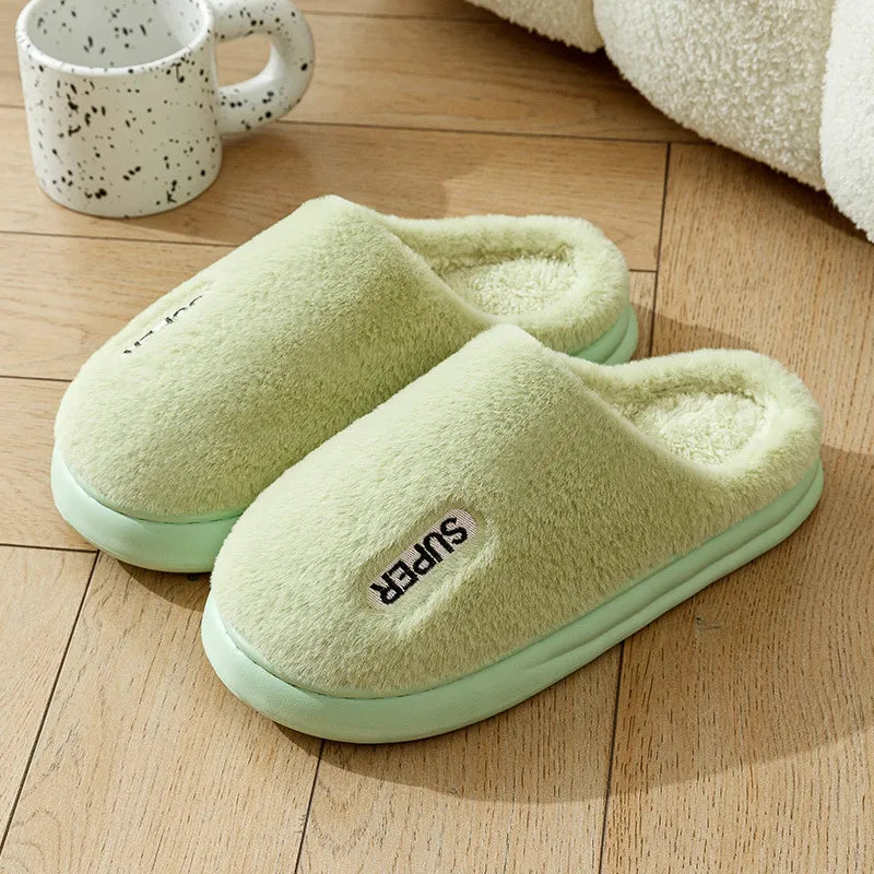 GAI Free shipping Women plush slippers Warm green Yellow brown White Indoor Home Women outdoor slippers eur36-41