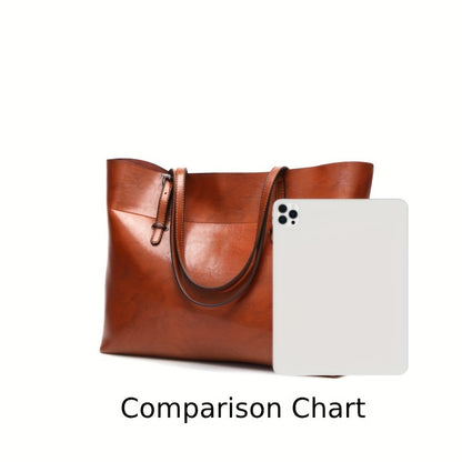 Large Capacity Women's Retro Designer PU Leather Tote Handbag with Multi-Pocket, Adjustable Shoulder Strap, and Soft Casual Design - Perfect Mother's Day Gift