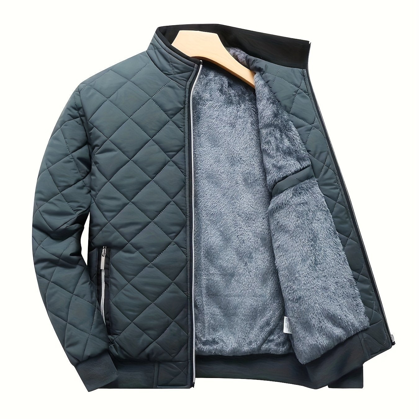 Winter Warmth Masterpiece - Quilted Fleece-Lined Casual Jacket with Zip-Up Closure, Adjustable Hem, and Soft Brushed Lining for Ultimate Cold-Weather Comfort - Fall/Winter Essential Coat for Men