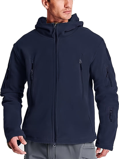 Winter Warrior Hoodie - Windproof, Water-Resistant, 6 Zip-Pocket, Thumbhole, Drawstring Hem, Anti-Static Polyester Jacket for Outdoor Sports, Workout, Casual, and Regular Workwear - Multi-Pocket, Magic Tap Label, Polar Fleece Lined for Ultimate Warmth