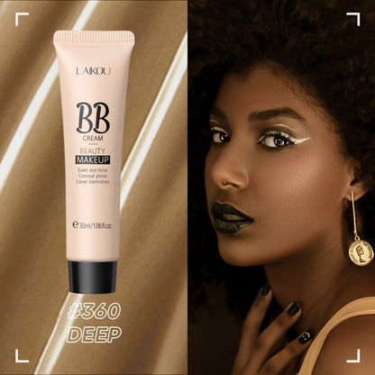 30ml LAIKOU Ultimate Coverage Waterproof BB Cream - Long-Lasting, Oil-Control, Pore-Hiding Foundation Makeup for Flawless, Even-Toned Skin with Natural, Ivory, and Tan Shades