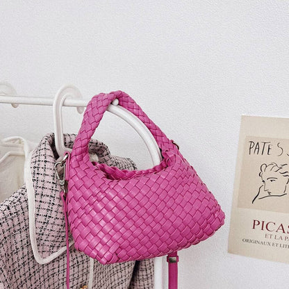 eybag Women Woven Bags PU Leather Messenger Bag Mini Macaron Colors Handbag Summer Holiday Women's Bag