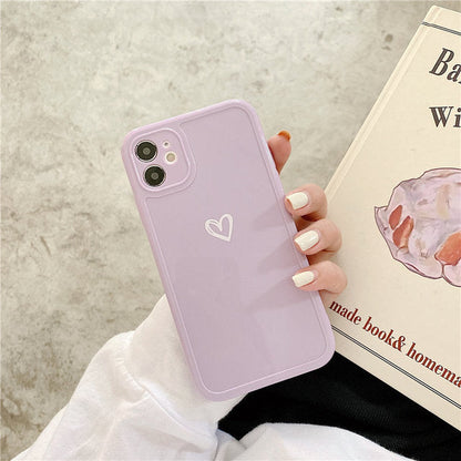 eybag Heart Camera Protection Phone Case For iPhone 11 12 13 Pro SE 2020 7 8 Plus X XR XS Max Candy Color Glossy Soft TPU Cover