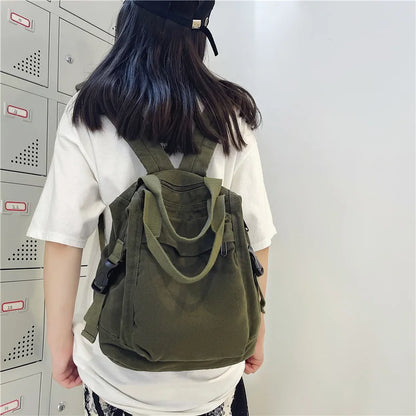 eybag School Bag Student Shoulders Large Capacity Canvas Backpacks Female College Teen Computer Bag