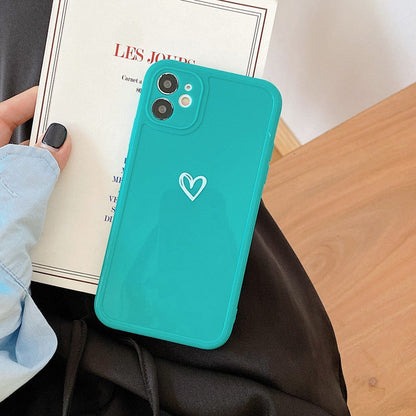 eybag Heart Camera Protection Phone Case For iPhone 11 12 13 Pro SE 2020 7 8 Plus X XR XS Max Candy Color Glossy Soft TPU Cover