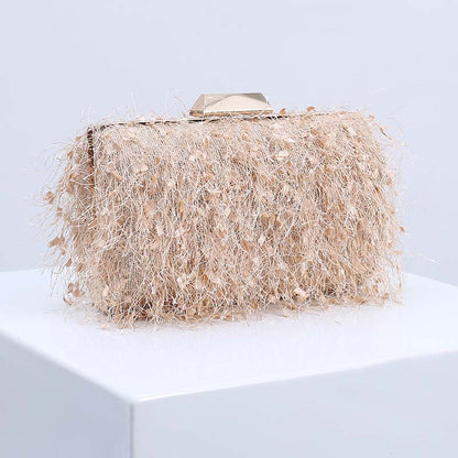 eybag Women's Tassel Clutch Purse Evening Bag Wedding Banquet Elegant Female Apricot Handbag Party Shoulder Bag ZD1910