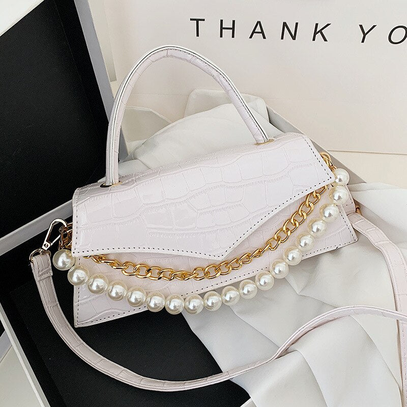 eybag Small Retro Crossbody Bag For Women 2021 PU Leather Party Purse and Handbag Female Totes Bag with Pearl Chain ZD2103