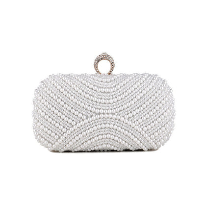 eybag  Beaded Wedding Bridal Evening Bags Hollow Fashion Women Clutch Pearl Diamonds Handbags Shell Design for Party Diner Purse