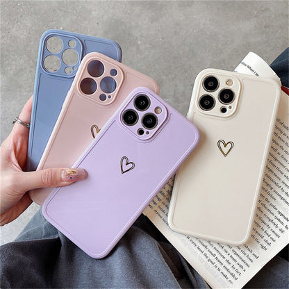 eybag Cute Love Heart Shockproof Phone Case For iPhone 13 11 12 14 Pro Max 14Plus 7 8Plus X XS XR Max Camera Protection Soft TPU Cover