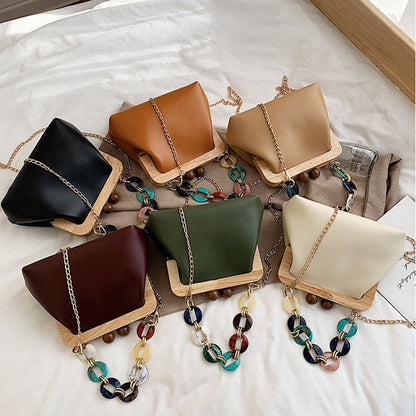 eybag Women Trendy Shoulder Bags Luxury PU Handbag Vintage Clip Clutch Bag Purses Mini Acrylic Chain Crossbody Totes Ladies Hand Bag