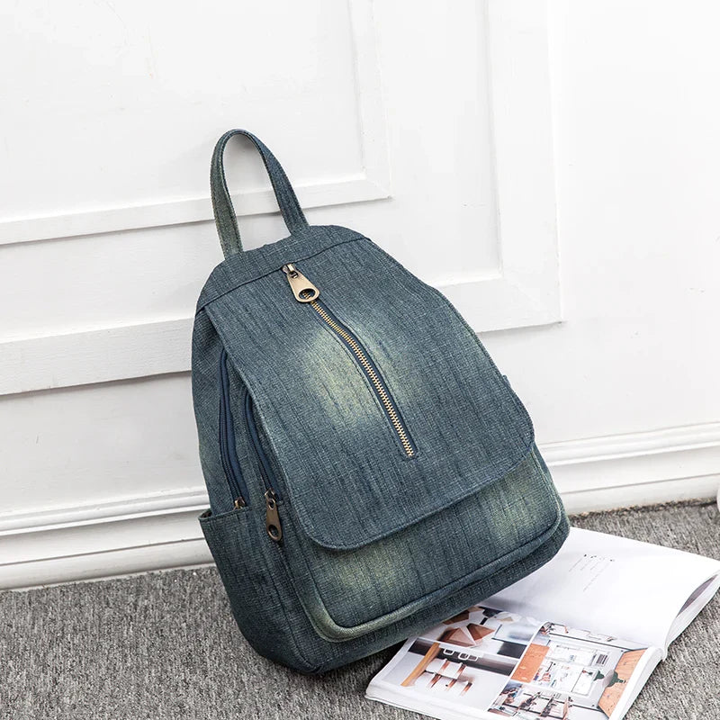 eybag Blue Denim Canvas Women Backpack Big Capacity High Quality female School Bag Casual Jeans Travel shoulder Bag Rucksack Mochila