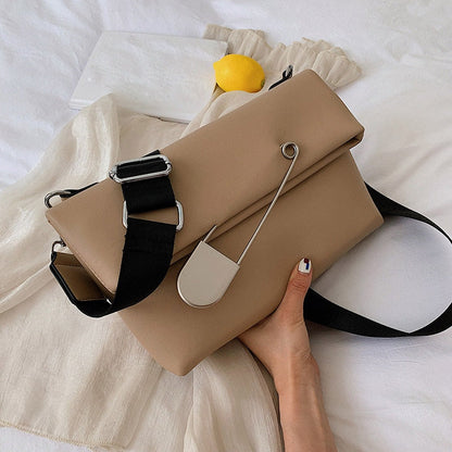 eybag PU Leather Crossbody Bags for Women Fashion Flap Handbag Simple Wide Strap Shoulder Bag Luxury Female Party Clutch Bag Purse New