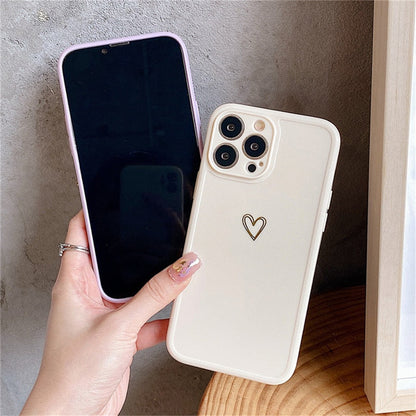 eybag Cute Love Heart Shockproof Phone Case For iPhone 13 11 12 14 Pro Max 14Plus 7 8Plus X XS XR Max Camera Protection Soft TPU Cover