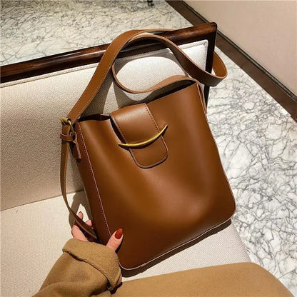 eybag Vintage Simple PU Leather Bucket Crossbody Bags for Women 2023 Luxury Designer Lady Shoulder bags Ladies Handbags 2 Pcs/set