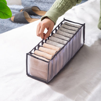 eybag Dormitory closet organizer for socks home separated underwear storage box 7 grids jeans bra organizer foldable drawer organizer