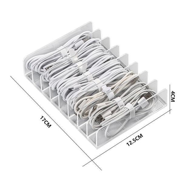 eybag Cable Storage Box Transparent Plastic Data Line Storage Container Desk Stationery Makeup Organizer Key Jewelry Box Office Holder