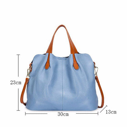 Lkblock Genuine Leather Women's Bag Fashion Commute Handbags Solid Color Tote Messenger Luxury Designer Shoulder Cossbody Bags Female