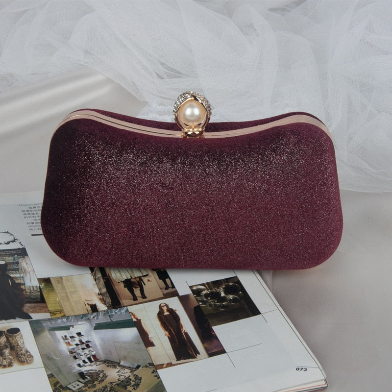 eybag Women's Evening Clutch Bag Retro Velvet Apricot Party Purse and Handbag Elegant Banquet Wallet Wedding Chain Shoulder Bag