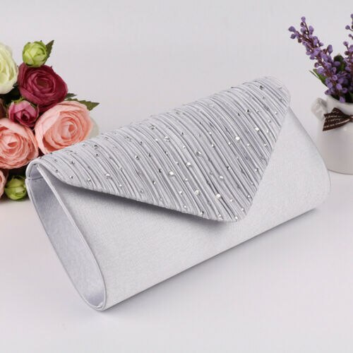 Lkblock Fashion Ladies Glitter Evening Satin Bridal Clutch Diamond Bag Womens Wedding Party Prom Envelope Handbag Party Banquet Bags