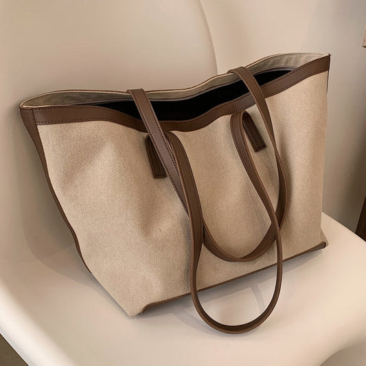 Lkblock New Fashion Canvas Tote Bag Large Capacity Simple Foreign Style Handbag Shoulder Bag Shopper Spring Summer Women's Bag