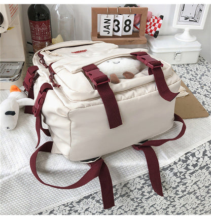 eybag New Multi-pocket Waterproof Nylon Women Backpack Female Cute Book Bag College Teenage Girls Buckle Schoolbag Kawaii Backpacks