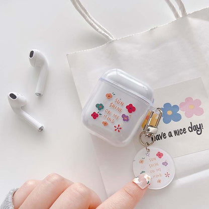 eybag Cute Fresh Flower Earphone Case For AirPods 1 2 Pro Case Transparent TPU Air pods 3 Bluetooth Earphone Charging Box With Keyring