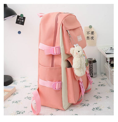 eybag Women Laptop Backpack 4 Pcs Set Harajuku Canvas School Bags For Teenage Girls Kawaii College Student Kids Book Bag Rucksack