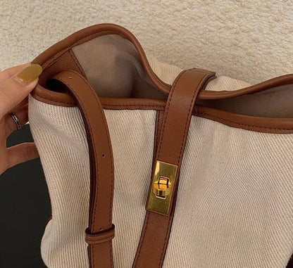 eybag Korean Patchwork Women Bucket Shoulder Bags Canvas Female Handbag and Purses Large Capacity Crossbody Bag Ladies Composite Bags