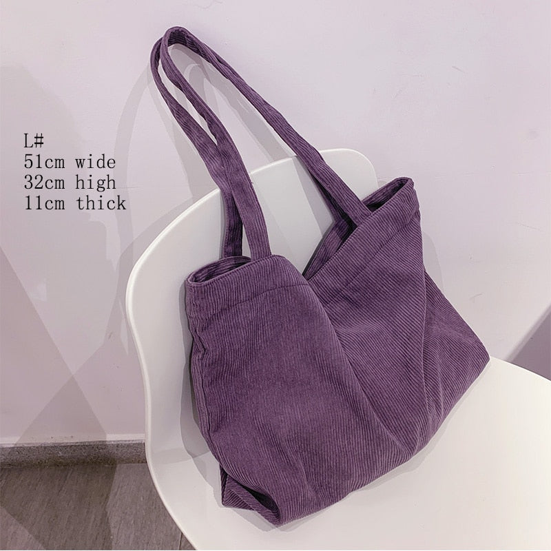 eybag Corduroy Bag Handbags for Women Shoulder Bags Female Soft Environmental Storage Reusable Girls Small and Large Shopper Totes Bag