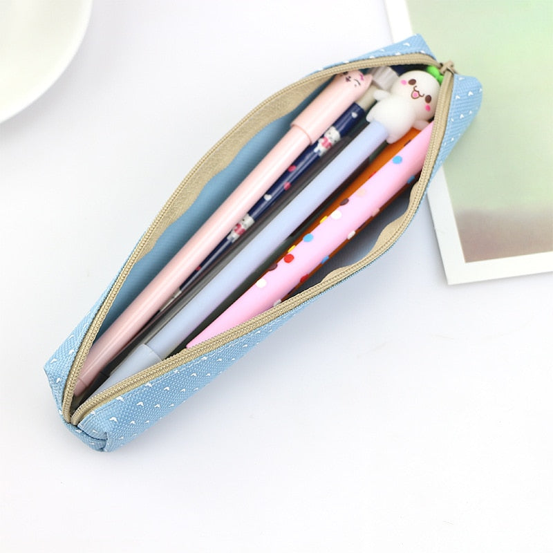 eybag Long canvas pen bag Cute School pencil case small pen case for student pencil bag kawaii School supplies Candy color storage bag