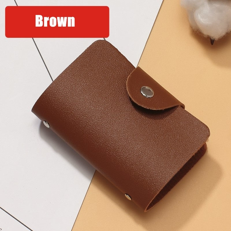 Lkblock Leather Function 24 Bits Card Case Business Card Holder Men Women Credit Passport Card Bag ID Passport Card Wallet