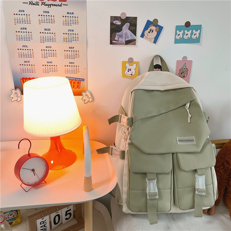 eybag Korean Japanese College Style Modern Girl Backpack Fashion Large Capacity Teenagers Book Bag Waterproof Travelling Bag Schoolbag