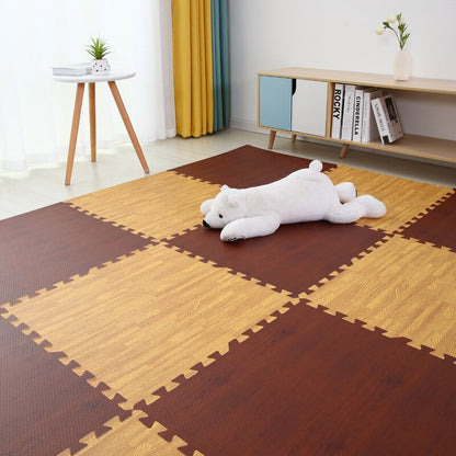 Wooden Baby Play Puzzle Mat EVA Foam Soft Floor Splicing Interlocking Kids Rugs Children Living Room Decoration Crawling Pad