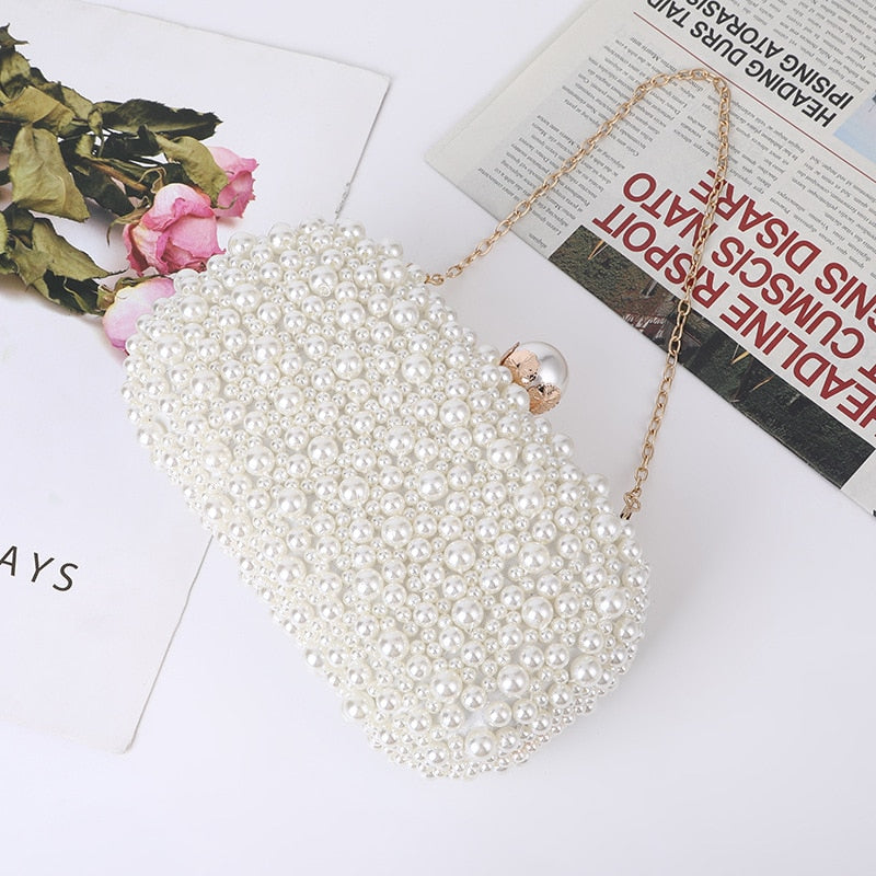 eybag White Pearl Wedding Clutch Bag Party Purse and Handbag Women's Evening Bag Luxury Design Chain Shoulder Bag ZD1833